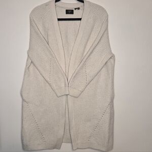 Superdry Cotton Merino Wool Nylon Open-Front Cardigan Size 4 Long Line Sweater